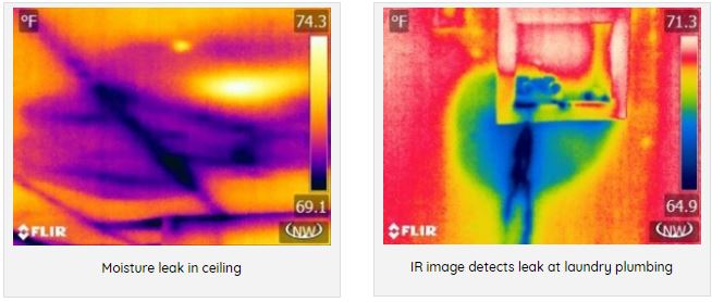 Infrared image showing Moisture leakage spots